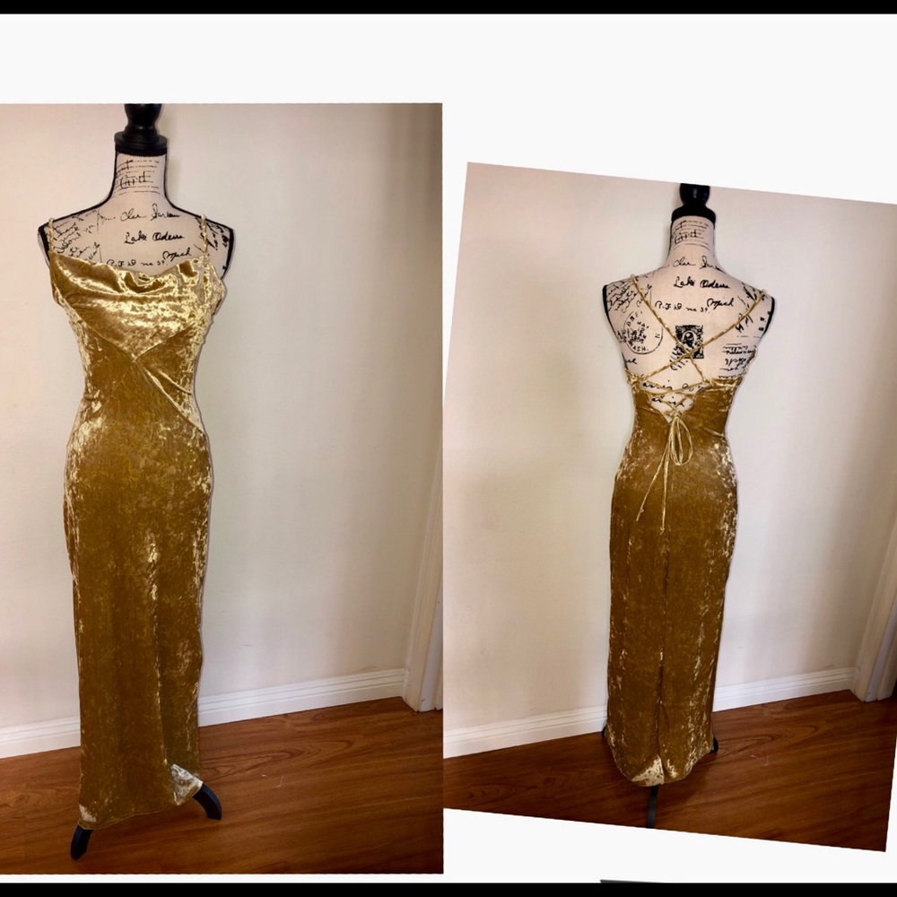 Yellow velour cotton summer dress